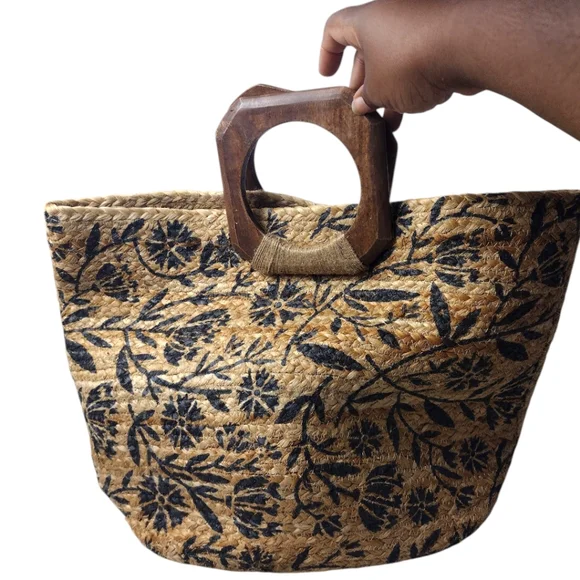 Anthropologie Dominique Jute Tote Bag Antik Kraft beach bag - Picture 3 of 11